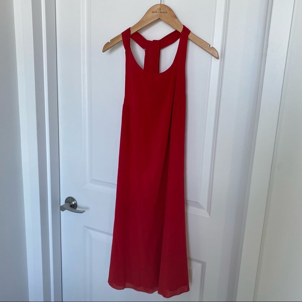 Alice + Olivia Red Mini Silk Dress Racerback - Picture 5 of 7